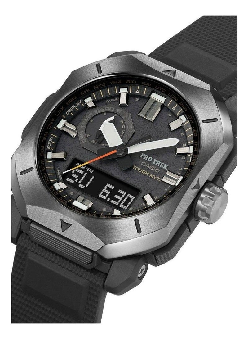 CASIO Pro Trek Solar Analog-Digital Men’s Watch PRW-6900Y-1PR, 49.6 mm Black Dial, Black Bio-Based Resin Band, 100 m WR - Image 1